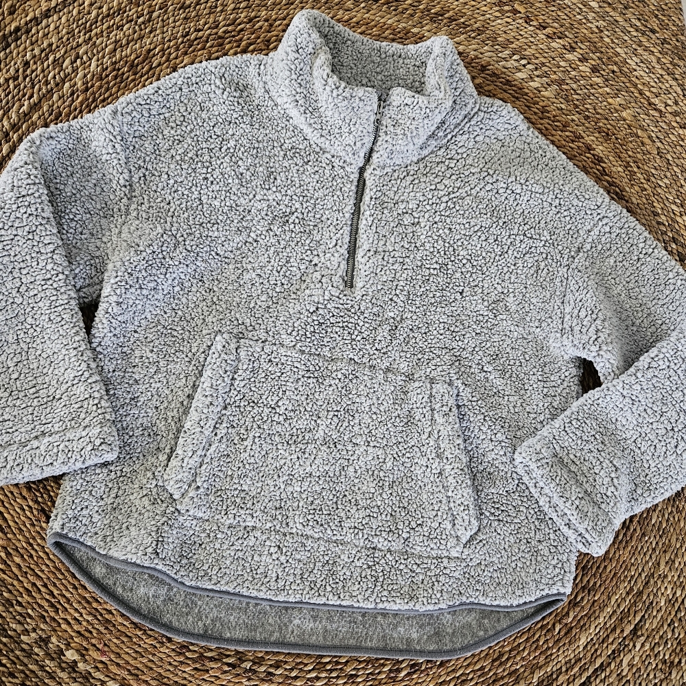 Women's Old Navy High Neck Half-Zip Pullover Sherpa Oversized Sweatshirt Size XL
